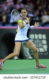 KRAKOW, POLAND - FEBRUARY, 7, 2015: Agnieszka Radwanska during tennis cup Fed Cup Poland Russia