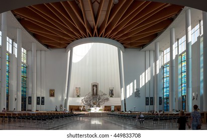 KRAKOW, POLAND - JULY 8, 2106: Interior Of The Sanctuary Of Divine Mercy In Lagiewniki, Krakow, Poland. World Youth Day 2016 Site. Resting Place Of Saint Faustina, Sacred By Pope John Paul II