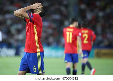 KRAKOW, POLAND - JUNE 30, 2017: European Under-21 Championship Poland 2017, Final Germany - Spain O/p  Dani Ceballos