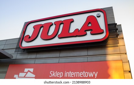 KRAKOW, POLAND - MARCH 21, 2022: Jula Department Store Logo Sign. Multimarket Shopping Mall Center.