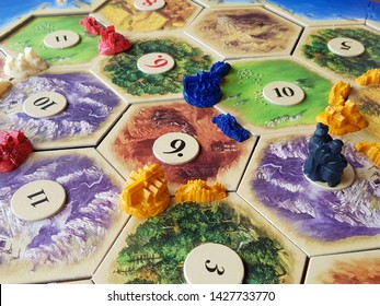 Krakow, Poland - May 15, 2019: The Settlers Of Catan - A Multiplayer Board Game