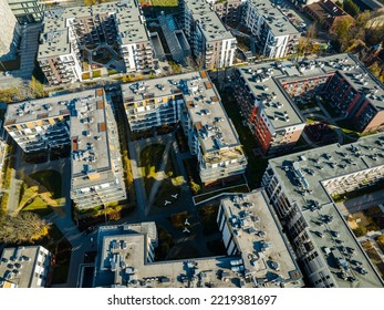 KRAKOW, POLAND - OCTOBER 27, 2022:  Kraków Aerial View. Residential District. Kraków is a the capital of the Lesser Poland Voivodeship. Poland. Europe.  - Shutterstock ID 2219381697