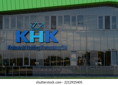 KRAKOW, POLAND - OCTOBER 8, 2022: Waste Thermal Treatment Plant ZTPO (Ekospalarnia Kraków). Eco-incinerator, Modern Waste Management Service, With KHK Krakowski Holding Komunalny Logo Sign.