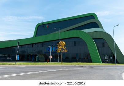 KRAKOW, POLAND - OCTOBER 8, 2022: Waste Thermal Treatment Plant ZTPO (Ekospalarnia Kraków). Eco-incinerator, Modern Waste Management Service, With KHK Krakowski Holding Komunalny Logo Sign.