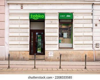 Krakow, Poland - September 2022: Krakow, Poland, Zabka Store Front, Polish Chain Store No People. Commerce, Polish Food Retail Business Brand, Company