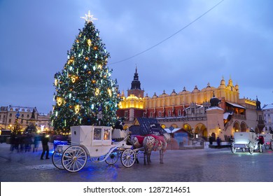 Krakow/Cracow/Poland - 6 January 2019: Christmas On Main Market Square 