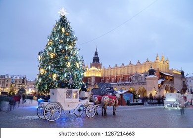 Krakow/Cracow/Poland - 6 January 2019: Christmas On Main Market Square 