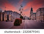 Krakowskie Przedmiescie - prestigious old street in Warsaw. University of Warsaw and Holy Cross Church