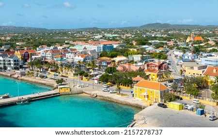 Kralendijk, capital city and harbor of Bonaire Island, Caribbean Netherlands.