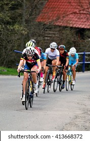 Krasna, Czech Republic - April 30, 2016: Chasing Group During 4th Stage Of Gracia Orlova Women World Cup Cycling Race During Ascent Do Highest Point Of Race And Finish Of 4th Stage - Visalaje 