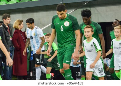 KRASNODAR, RUSSIA - November 14, 2017: Leon Balogun Before A Friendly Match Between The National Teams Of Argentina And Nigeria, 2017, Russia