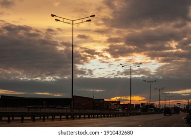 Krasnodar, Southern Federal District. Russia 10.03.2019. Evening. Unusual Sunset