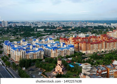 Krasnoyarsk, Russia - 30 August 2019. View Of The City Of Krasnoyarsk From Above, Sovetsky District