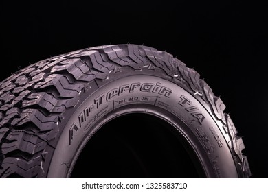 Krasnoyarsk, Russia, February, 28, 2019, New Tyres Bf Goodrich All Terrain Ta Mud 