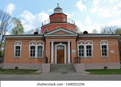 Krasny Rog, Bryansk region, Russia – May 2, 2105: Manor house in the estate-museum of Russian poet Alexei Konstantinovich Tolstoy in the village of Krasny Rog