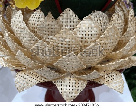 Krathong made from bamboo, Woven into the shape of a Krathong, small bamboo fibers. Carefully woven, used to decorate shows.