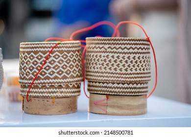 Kratib, Handmade Rice Box For Sticky Rice Made Of Bamboo Wooden, Local Classic Ware Product For Sales