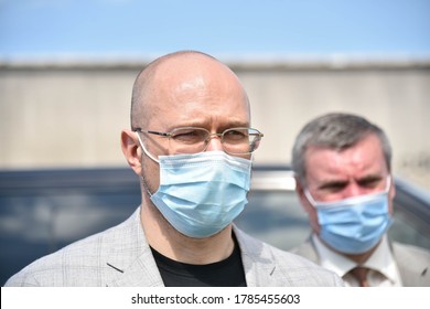 KREMENCHUG, UKRAINE - JULY 28, 2020: Prime Minister Of Ukraine Denys Shmyhal  During A Visit To The Car-building Plant