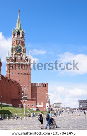 Kremlin clock tower, with a red star on the tower