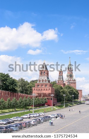 Kremlin clock tower, with a red star on the tower