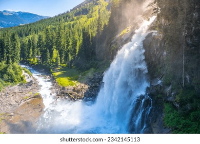 Krimml Waterfalls on sunny summer day. High Tauern National Park, Austrian Alps, Austria - Powered by Shutterstock