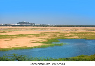 Krishna River In India Near Vijayawada City