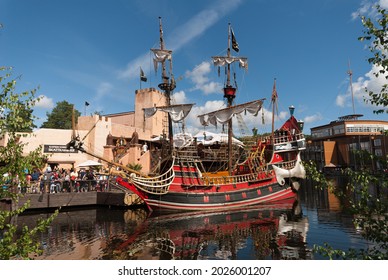 Kristiansand, Norway - July 17 2008: Captain Sabretooth’s Ship The Black Lady In Kristiansand Dyrepark.