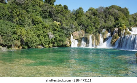 Krka National Park, great and little waterfalls, on river Krka. Summer season - Shutterstock ID 2184473111