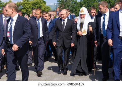 Kronstadt, RUSSIA - JULY, 30, 2017. President Vladimir Putin And Patriarch Of All Russia Kirill. Day Of The Russian Navy.