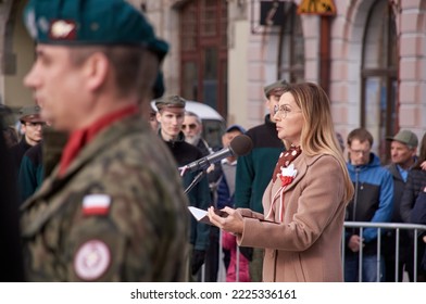 Krosno, Podkarpackie, Poland - 11-11-2022: National Independence Day In Krosno, Parde, Joanna Frydrych - Member Of Polish Parliament From Civic Platform Political Party