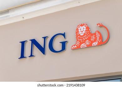 Krosno, Poland - June 12, 2022: Sign And Logo Of ING Bank.