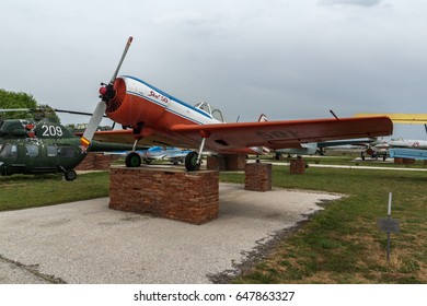 KRUMOVO, PLOVDIV, BULGARIA - 29 APRIL 2017: Plane Yakovlev Yak-50 in Aviation Museum near Plovdiv Airport, Bulgaria