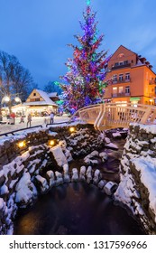 Krupowki In Zakopane During Christmas. Zakopane, Lesser Poland, Poland.