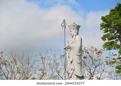 The Ksitigarbha Bodhisattva statue at Beihou Temple. Ksitigarbha Bodhisattva, revered in Mahayana Buddhism, is known for his vow to not attain Buddhahood until all hells are empty.