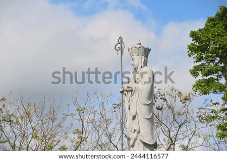 The Ksitigarbha Bodhisattva statue at Beihou Temple. Ksitigarbha Bodhisattva, revered in Mahayana Buddhism, is known for his vow to not attain Buddhahood until all hells are empty.