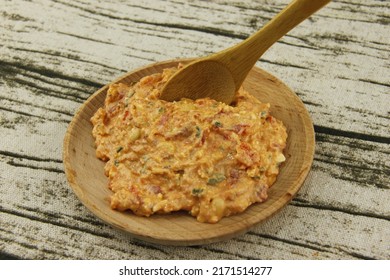 Ktipiti, Greek Mezze On A Wooden Plate