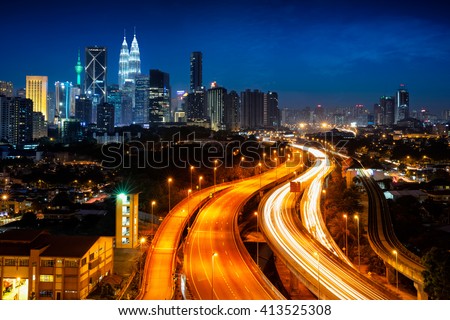 Kuala lumper skyline at night, Malaysia