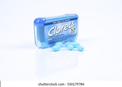 KUALA LUMPUR, 5 January 2017. Clorets is a brand of candy for breath refreshment. Isolated, white background
