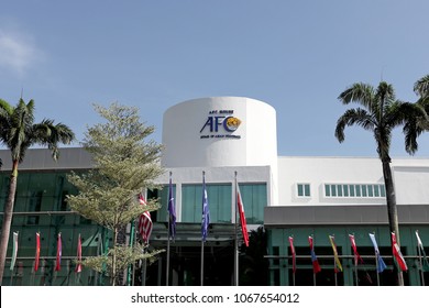 KUALA LUMPUR - APR 9, 2018: Facade Of AFC House Office In Bukit Jalil, KL. AFC House Is Asian Football Confederation Headquarters.  