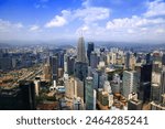 Kuala Lumpur city center (KLCC) aerial view - modern hotel area known as Golden Triangle. Kuala Lumpur, Malaysia.