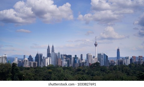 Kuala Lumpur City Scape At Day Light.Panoramic View Of Kuala Lumpur City Skyline.