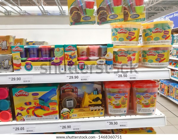 Kuala Lumpur, Malaysia- 01 August 2019\
:Play-Doh in the supermarket shelf.Play-Doh is a modeling compound\
used by young children for art and craft projects at home and in\
the school\
\
