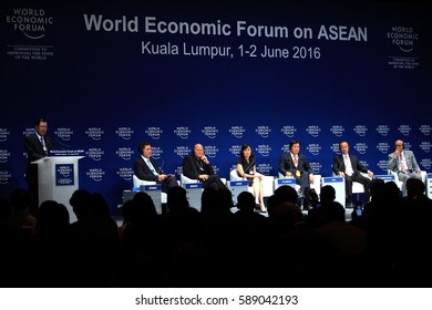 KUALA LUMPUR, MALAYSIA 02 JUNE 2016 - Prime Minister Of Cambodia, Hun Sen, Speaking After Hosting The World Economic Forum (WEF) Ranked ASEAN In 2017 At The Closing Ceremony Of The Forum.