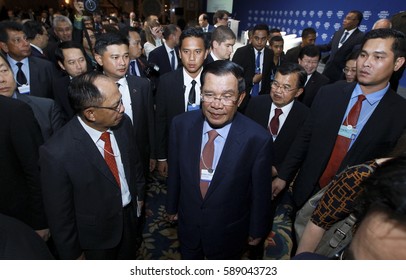 KUALA LUMPUR, MALAYSIA 02 JUNE 2016 - Prime Minister Of Cambodia, Hun Sen, Attend Hosting The World Economic Forum (WEF) Ranked ASEAN In 2017 At The Closing Ceremony Of The Forum.