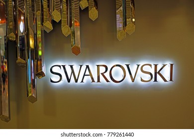 KUALA LUMPUR, MALAYSIA -10 DEC 2017- A Swarovski crystal jewelry store at the Kuala Lumpur International Airport (KUL). 