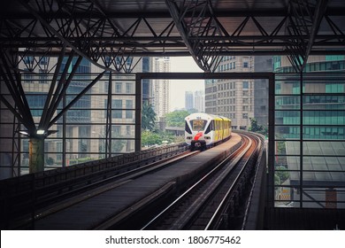 Kuala Lumpur, Malaysia 1.09.2020: The Rapid KL City Train Enters The Station