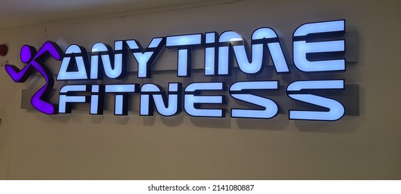 Kuala Lumpur, Malaysia 12th March 2022 : Anytime Fitness Gym Membership Centre At Faber Tower Branch Is A Franchise 24-hour Health And Fitness Clubs Headquartered In United States. Selective Focus.