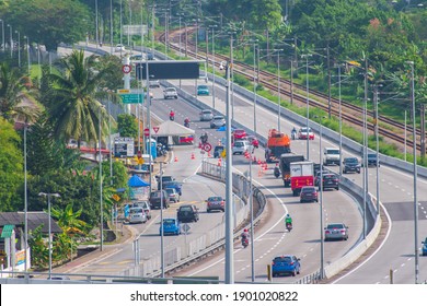 Kuala Lumpur Malaysia – 19 January, 2021: Road Block Implemented In Kuala Lumpur During Movement Control Order.