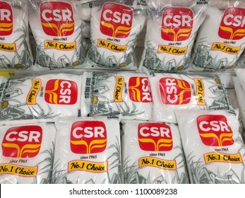 Kuala Lumpur, Malaysia - 25 May 2018: A Packet Of Sugar Brands CSR On Display In Supermarket. CSR Is The Largest Sugar Supply In Malaysia
