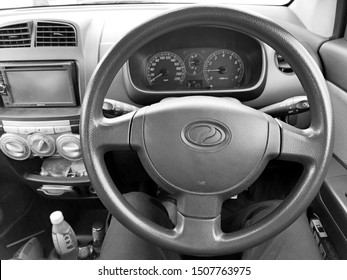 Kuala Lumpur, Malaysia, 6 April 2019: Old Perodua Myvi Interior Car At Driver Side. 